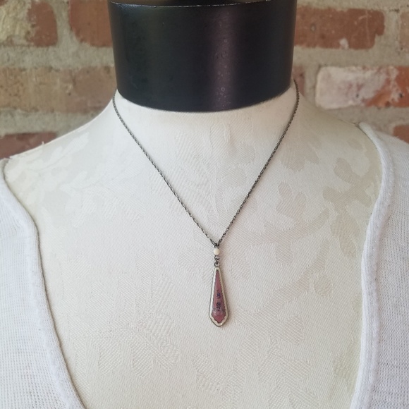 Pink Floral Art Deco Style Necklace/Earrings Set - Picture 2 of 8